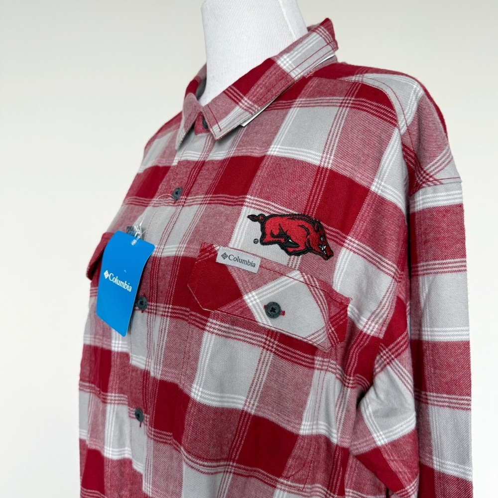 Columbia Arkansas Razorbacks Flare Gun Flannel Long Sleeve Shirt Mens Size XXL
